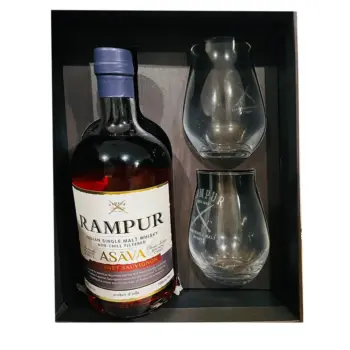 Rampur Asava Indian Single Malt Whisky 700ml + 2 Glasses Pack