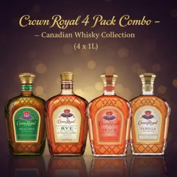 Crown Royal 4 Pack Combo, Crown Royal Whisky Bundle Australia, Crown Royal Apple Peach Vanilla, Canadian Whisky Gift Pack, Crown Royal 1L Pack